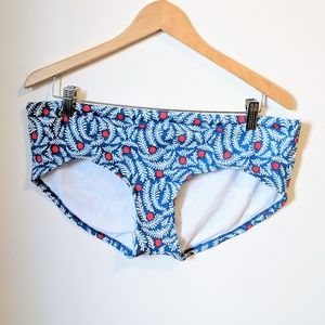 Boden Red White and Blue Floral Bikini Bottom